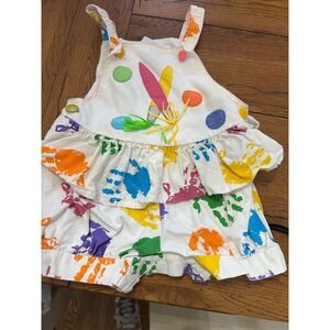 vtg baby togs one piece bubble splatter paint hand prints toddler girl's unsized